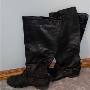 Black mid calf boots